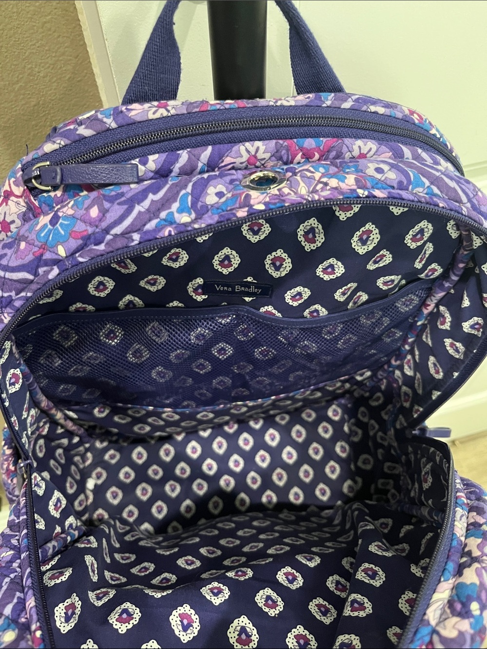 Vera Bradley Navy, Purple & Pink Floral Quilted Crossbody - Picture 4 of 11